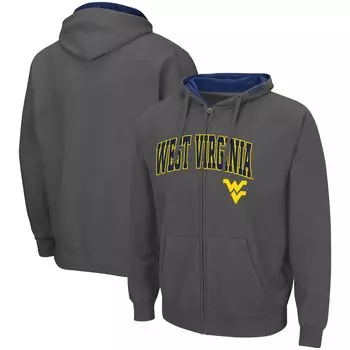 Мужская темно-серая толстовка с молнией во всю длину West Virginia Mountaineers Arch & Logo 3.0 Colosseum
