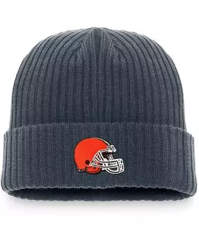 Мужская темно-серая вязаная шапка Cleveland Browns Dark Shadow с манжетами Fanatics
