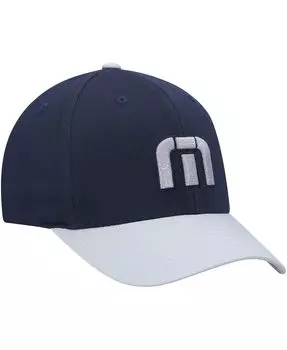 Мужская темно-сине-серая кепка Skipper Tri-Blend Snapback Travis Mathew