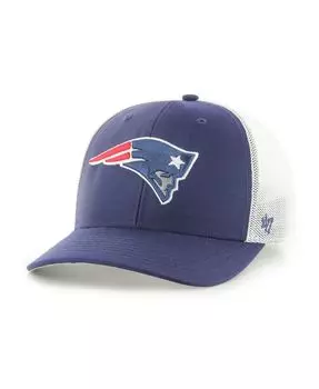 Мужская темно-синяя белая кепка New England Patriots Trophy Trucker Flex Hat '47 Brand