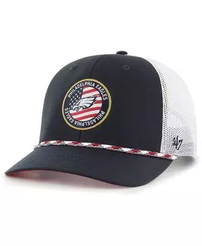 Мужская темно-синяя, белая регулируемая шляпа с нашивкой Philadelphia Eagles Union Trucker '47 Brand