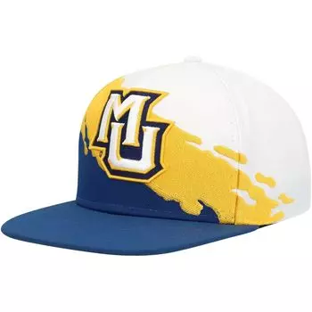 Мужская темно-синяя/белая шапка Mitchell & Ness Marquette Golden Eagles с кистью Snapback