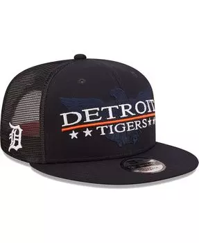 Мужская темно-синяя черная кепка Detroit Tigers Patriot Trucker 9FIFTY Snapback New Era