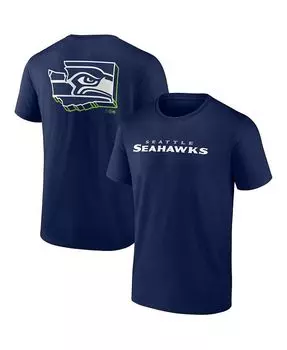 Мужская темно-синяя двусторонняя футболка Seattle Seahawks Big and Tall Profile, синий