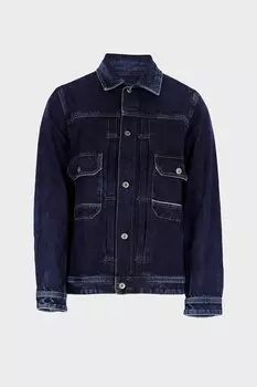 Мужская темно-синяя джинсовая куртка стандартного кроя со складками C 4553-065 CROSS JEANS