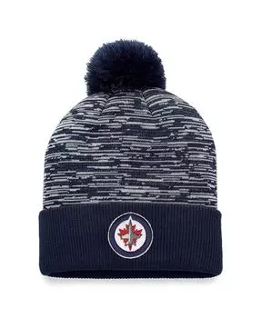 Мужская темно-синяя фирменная вязаная шапка с манжетами и помпоном Winnipeg Jets Defender Fanatics