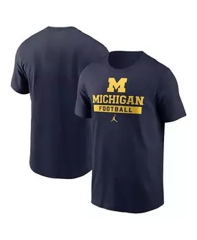 Мужская темно-синяя футбольная футболка Michigan Wolverines Jordan, синий