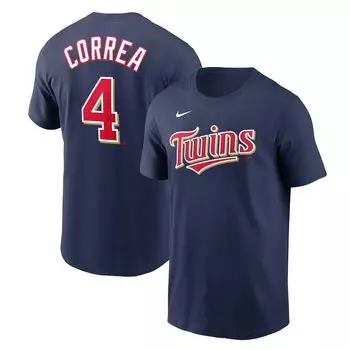 Мужская темно-синяя футболка Carlos Correa Minnesota Twins с именем и номером Nike