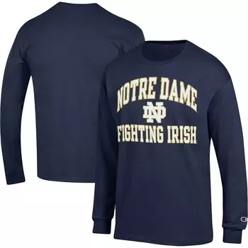 Мужская темно-синяя футболка Champion Notre Dame Fighting Irish High Motor с длинными рукавами, цвет Ntd Navy