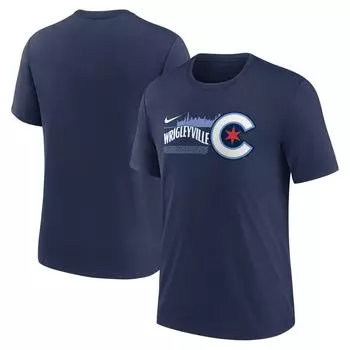 Мужская темно-синяя футболка Chicago Cubs City Connect Tri-Blend Nike