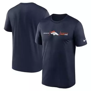 Мужская темно-синяя футболка Denver Broncos Horizontal Lockup Legend Performance Nike