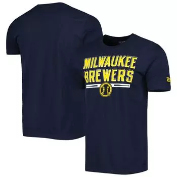 Мужская темно-синяя футболка для тренировки ватина Milwaukee Brewers New Era