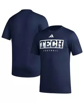 Мужская темно-синяя футболка Georgia Tech Yellow Jackets Football Practice AEROREADY Pregame adidas, синий