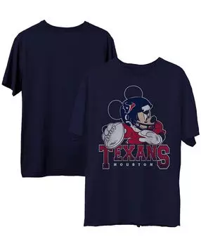 Мужская темно-синяя футболка houston texans disney mickey qb Junk Food, синий