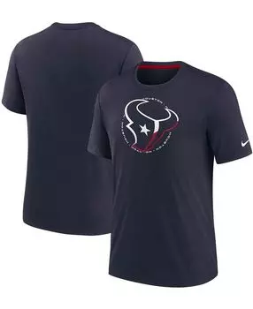 Мужская темно-синяя футболка houston texans historic tri-blend Nike, синий