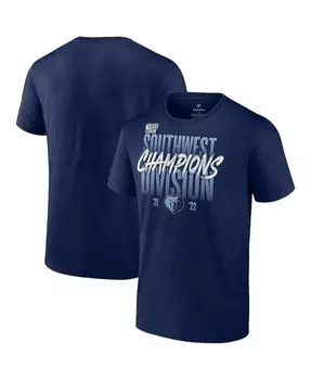 Мужская темно-синяя футболка memphis grizzlies 2022 southwest division champions в раздевалке Fanatics, синий