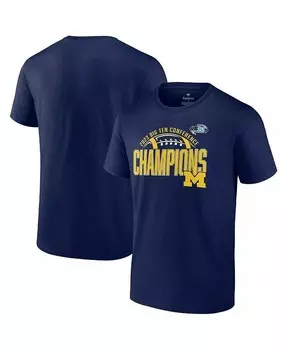 Мужская темно-синяя футболка Michigan Wolverines 2023 Big Ten Football Conference Champions Fanatics, синий