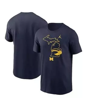 Мужская темно-синяя футболка Michigan Wolverines Campus State Shape Jordan, синий