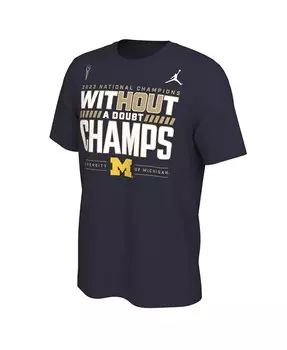 Мужская темно-синяя футболка Michigan Wolverines College Football Playoff 2023 National Champions в раздевалке Jordan, синий