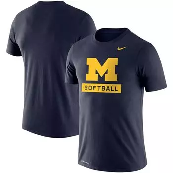 Мужская темно-синяя футболка Michigan Wolverines Softball Drop Legend Performance Nike