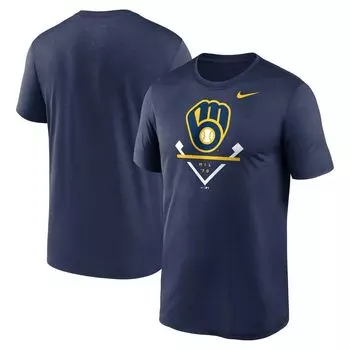 Мужская темно-синяя футболка Milwaukee Brewers Icon Legend Nike