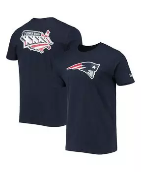 Мужская темно-синяя футболка new england patriots patch up collection super bowl xxxvi New Era, синий