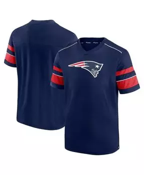 Мужская темно-синяя футболка new england patriots с текстурированной решеткой и v-образным вырезом Fanatics, синий