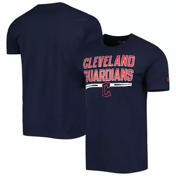 Мужская темно-синяя футболка New Era Cleveland Guardians для тренировки ватина