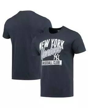Мужская темно-синяя футболка new york yankees fanzone club с меланжевой отделкой '47 Brand, темно-синий