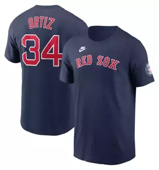 Мужская темно-синяя футболка Nike Boston Red Sox David Ortiz #34
