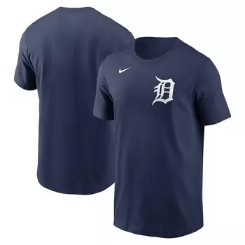 Мужская темно-синяя футболка Nike Detroit Tigers Fuse Wordmark, цвет Tgr Navy