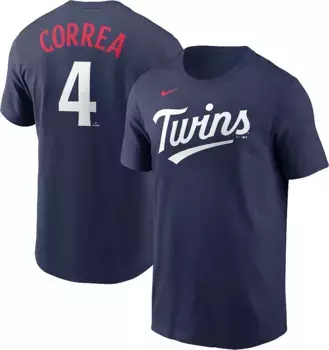 Мужская темно-синяя футболка Nike Minnesota Twins Carlos Correa #4