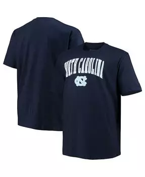 Мужская темно-синяя футболка North Carolina Tar Heels Big and Tall Arch Over Wordmark Champion, синий