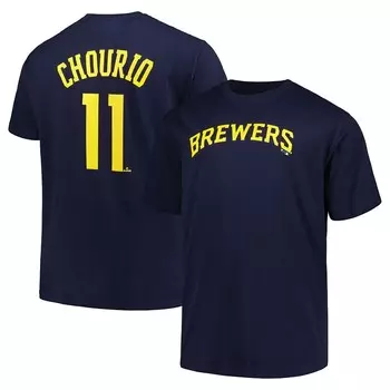Мужская темно-синяя футболка Profile Jackson Chourio Milwaukee Brewers Big & Tall с именем и номером, цвет Brw Navy