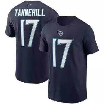 Мужская темно-синяя футболка Ryan Tannehill Tennessee Titans с именем и номером Nike