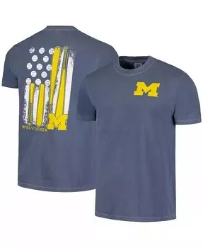 Мужская темно-синяя футболка с бейсбольным флагом Michigan Wolverines Comfort Colors Image One, синий