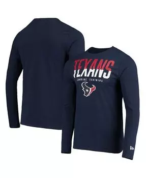 Мужская темно-синяя футболка с длинным рукавом Houston Texans Joint Authentic Split Line New Era, синий