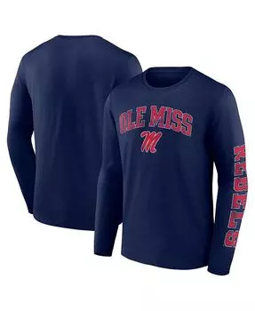 Мужская темно-синяя футболка с длинным рукавом и логотипом Ole Miss Rebels Fanatics, синий