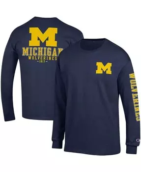 Мужская темно-синяя футболка с длинным рукавом Michigan Wolverines Team Stack Champion
