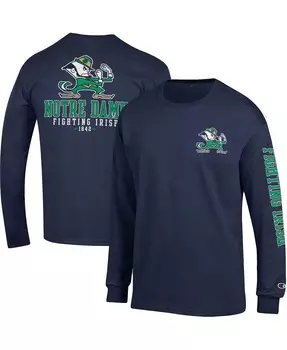 Мужская темно-синяя футболка с длинным рукавом Notre Dame Fighting Irish Team Stack 3-Hit Champion