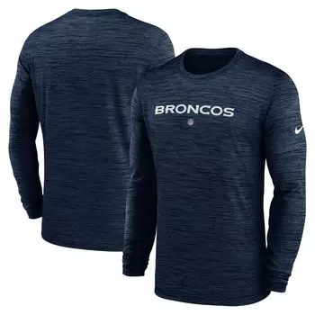 Мужская темно-синяя футболка с длинным рукавом Denver Broncos Sideline Team Velocity Performance Nike