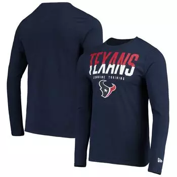 Мужская темно-синяя футболка с длинным рукавом Houston Texans Joint Authentic Split Line New Era