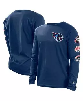 Мужская темно-синяя футболка с длинным рукавом tennessee titans hype 2-hit New Era, синий