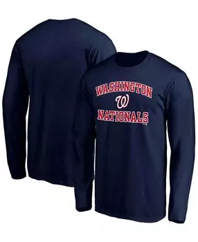 Мужская темно-синяя футболка с длинным рукавом washington nationals heart soul Fanatics, синий