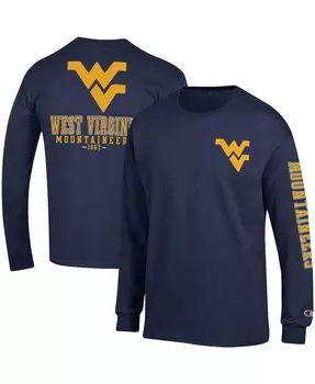 Мужская темно-синяя футболка с длинным рукавом west virginia mountaineers team stack Champion, синий