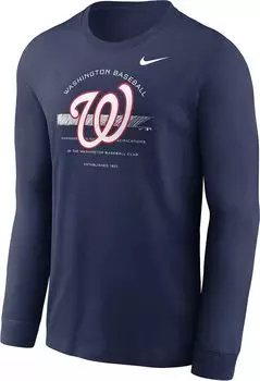 Мужская темно-синяя футболка с длинными рукавами и логотипом Nike Washington Nationals