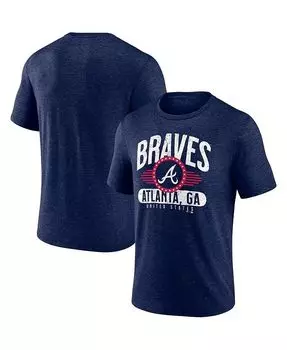 Мужская темно-синяя футболка с фирменным рисунком Atlanta Braves Badge of Honor Tri-Blend Fanatics, синий
