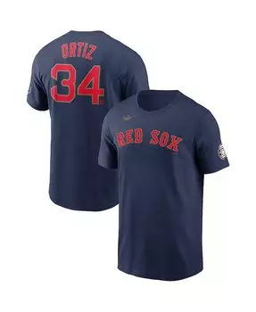 Мужская темно-синяя футболка с именем и номером David Ortiz Boston Red Sox Nike, синий