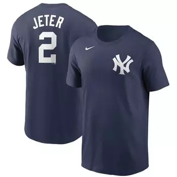 Мужская темно-синяя футболка с именем и номером Nike Derek Jeter New York Yankees
