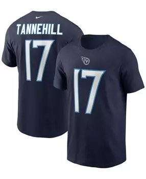 Мужская темно-синяя футболка с именем и номером Tennessee Titans Ryan Tannehill Nike
